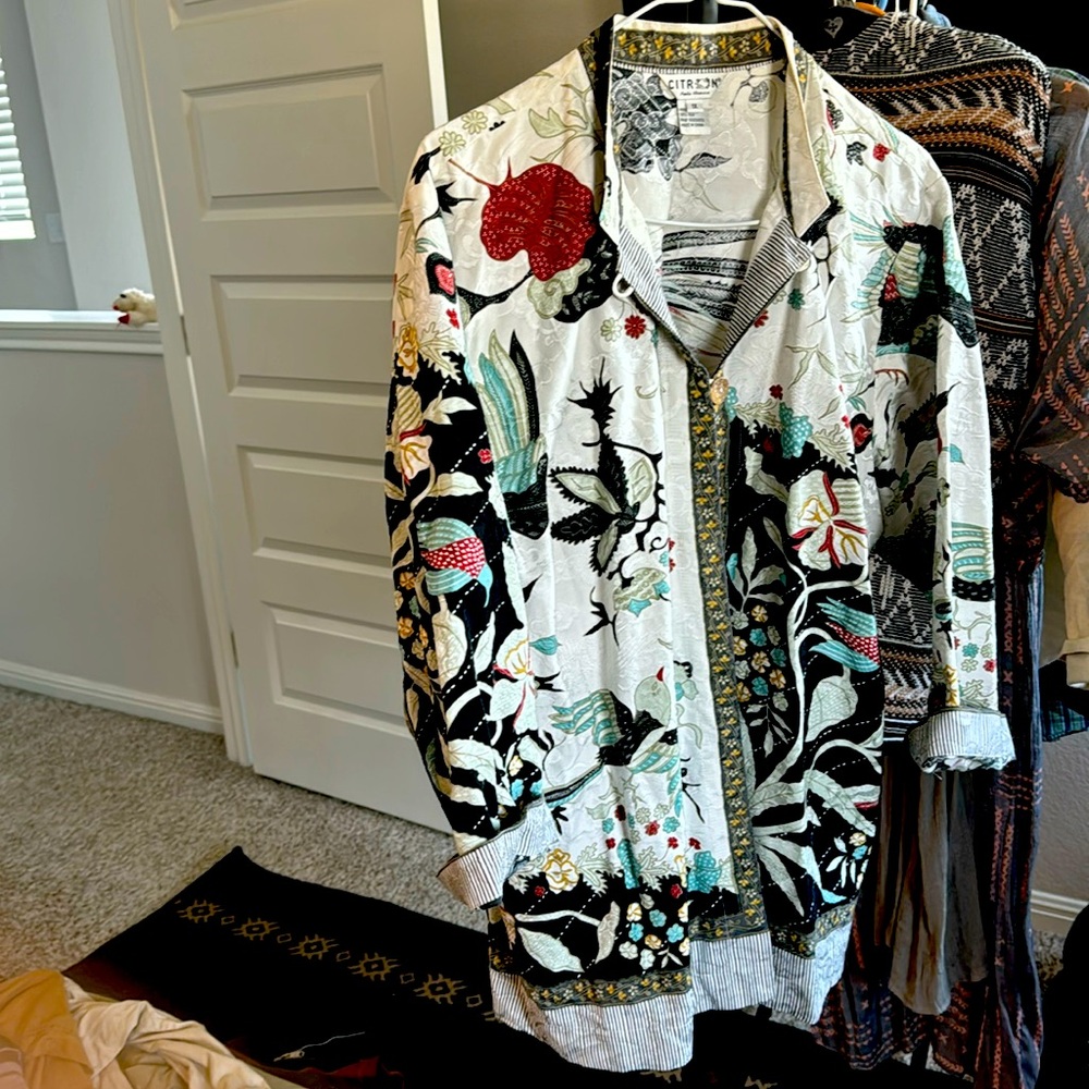 1X beautiful cotton silk blend over shirt kimono
